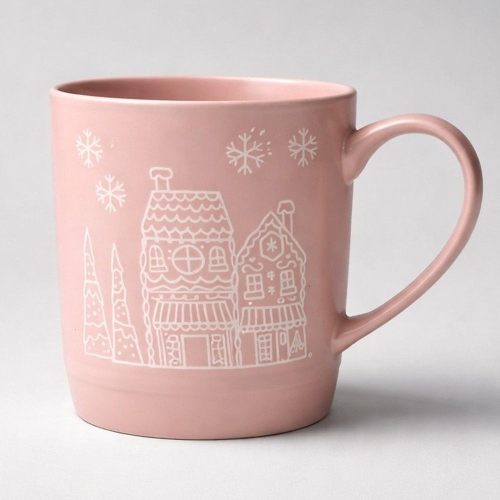 Peppermint & Pine Coffee‎ Mug OS Pink Excellent Winter Village Snowflake